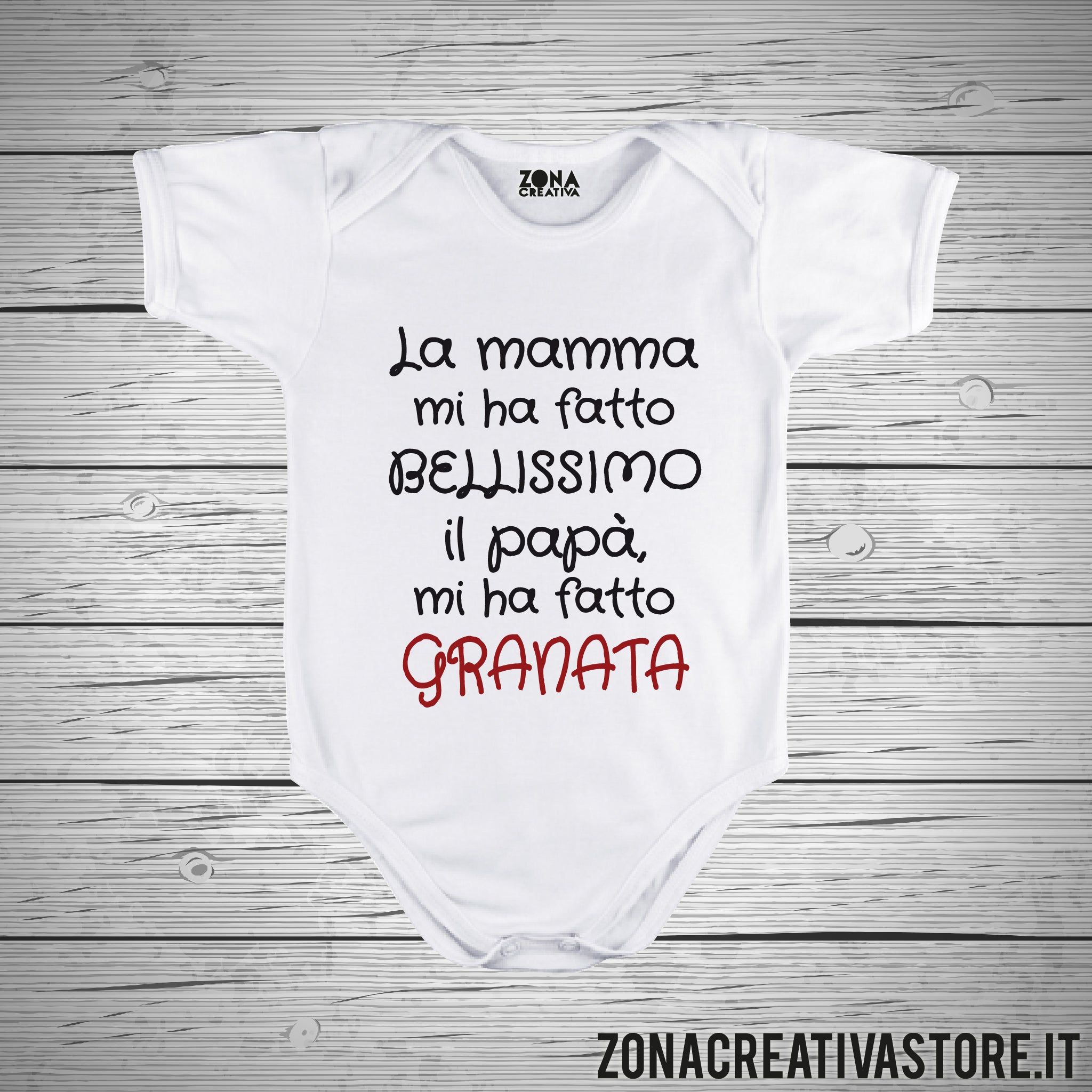 Body neonato LA MAMMA MI HA FATTO BELLISSIMO IL PAPA' MI HA FATTO GRAN –  zonacreativastore