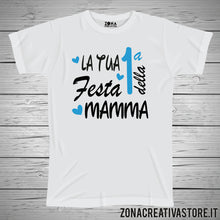 Carica l&#39;immagine nel visualizzatore di Gallery, T-shirt per la festa della mamma LA TUA PRIMA FESTA DELLA MAMMA lui