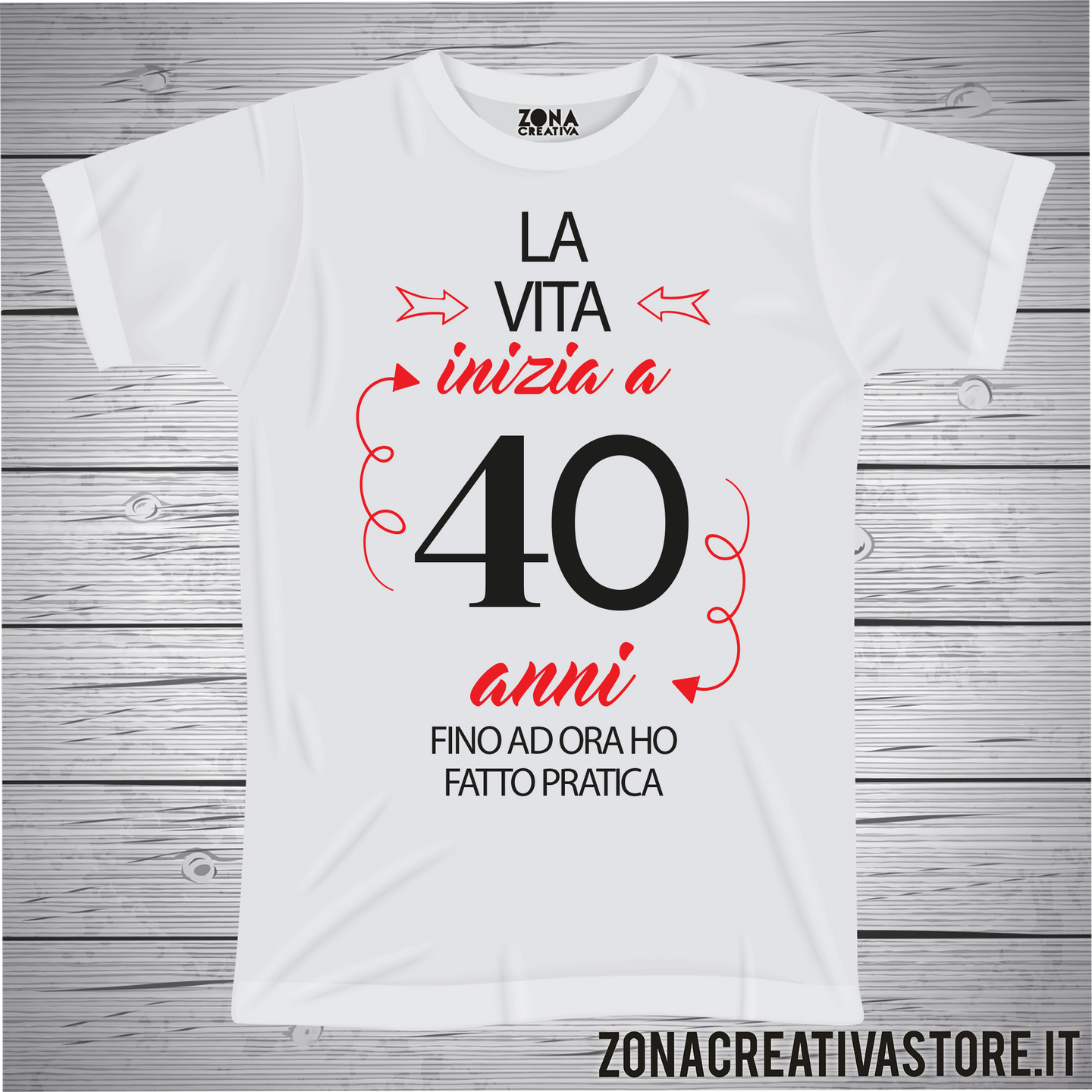 T-shirt per festa di compleanno LA VITA INIZIA A 40 ANNI