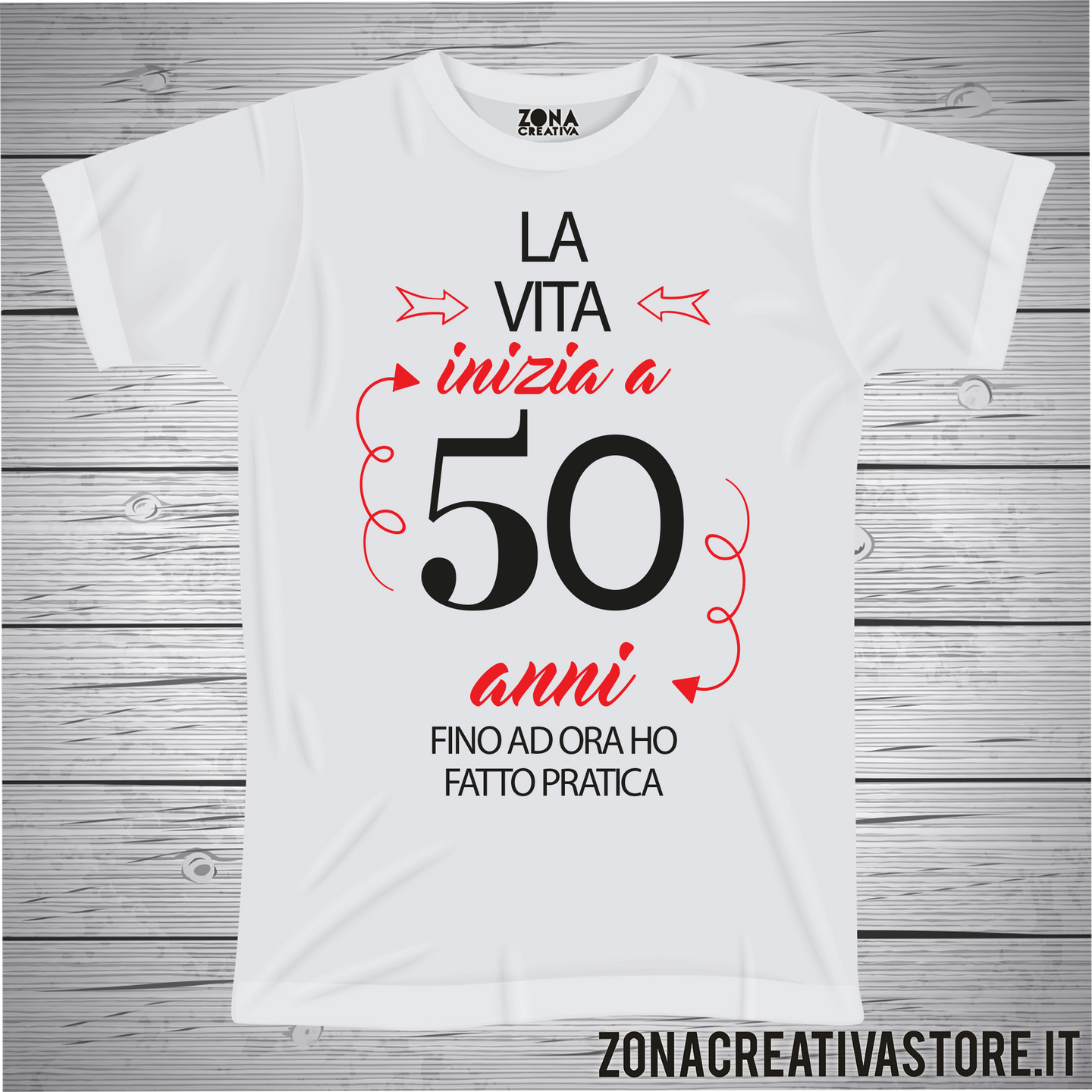 Copia del T-shirt per festa di compleanno LA VITA INIZIA A 50 ANNI
