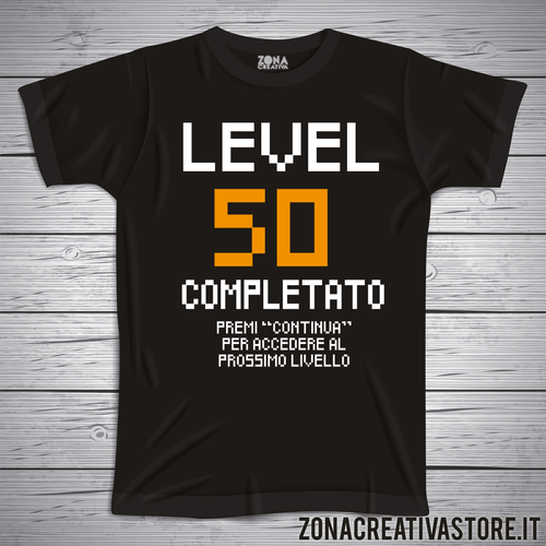 T-shirt per festa di compleanno LEVEL 50