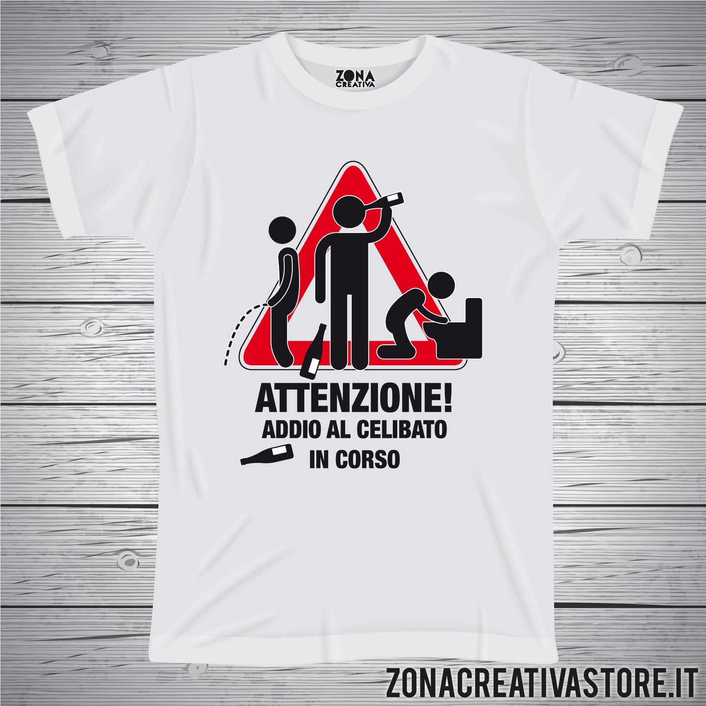 T-shirt addio al nubilato celibato ATTENZIONE ADDIO AL CELIBATO IN CORSO