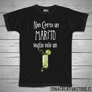 T-shirt addio al celibato e nubilato NON CERCO MARITO VOGLIO SOLO UN MOJITO