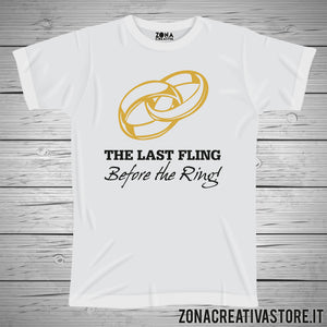 T-shirt addio al celibato e nubilato THE LAST FLING BEFORE THE RING