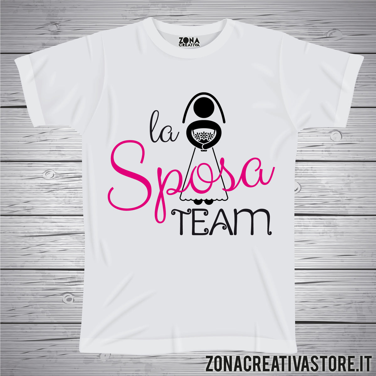 T-shirt Addio Al Nubilato 'Security Della Sposa': In Cotone, Rosa Per La Sposa, Nera Per Le Amiche - 2