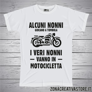 T-shirt con frasi sui nonni ALCUNI NONNI GIOCANO A TOMBOLA I VERI NONNI VANNO IN MOTOCICLETTA HARLEY