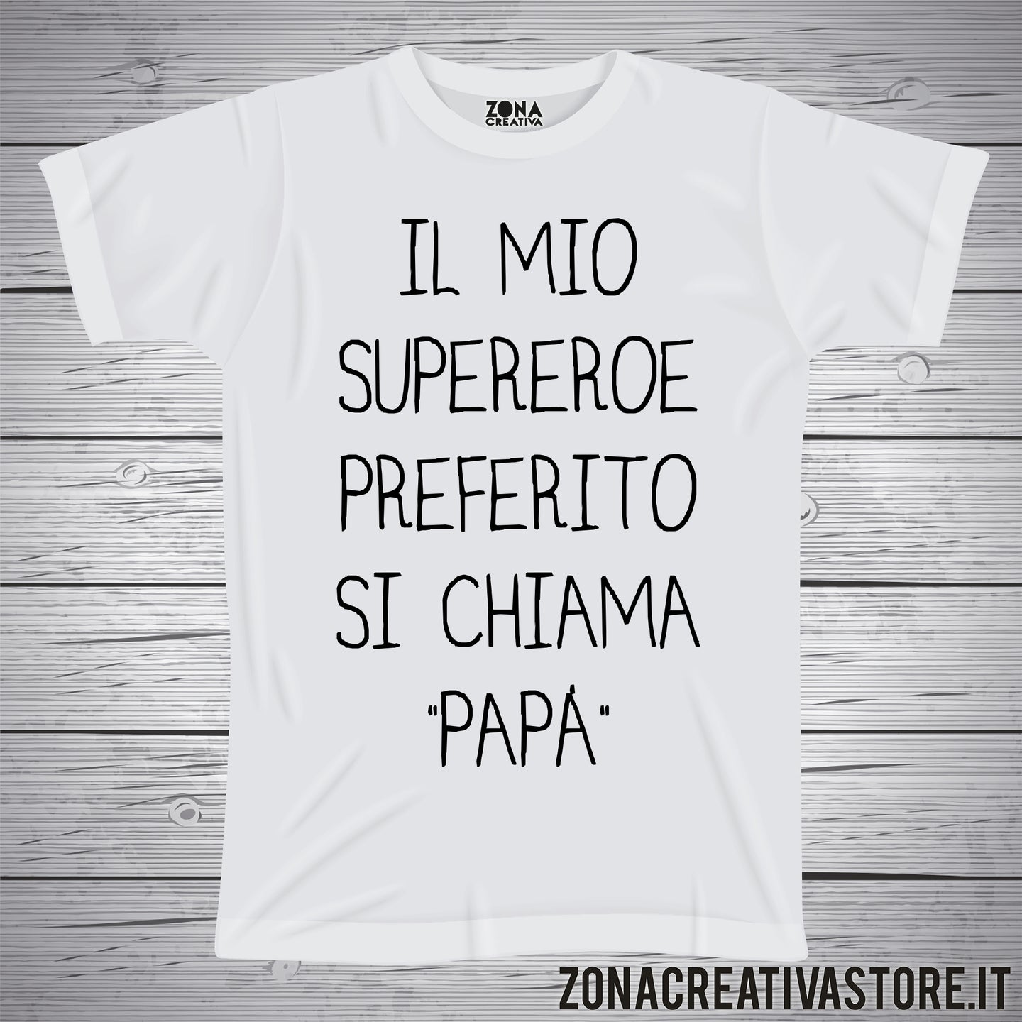 T-shirt festa del papà IL MIO SUPEREROE PREFERITO SI CHIAMA PAPA'