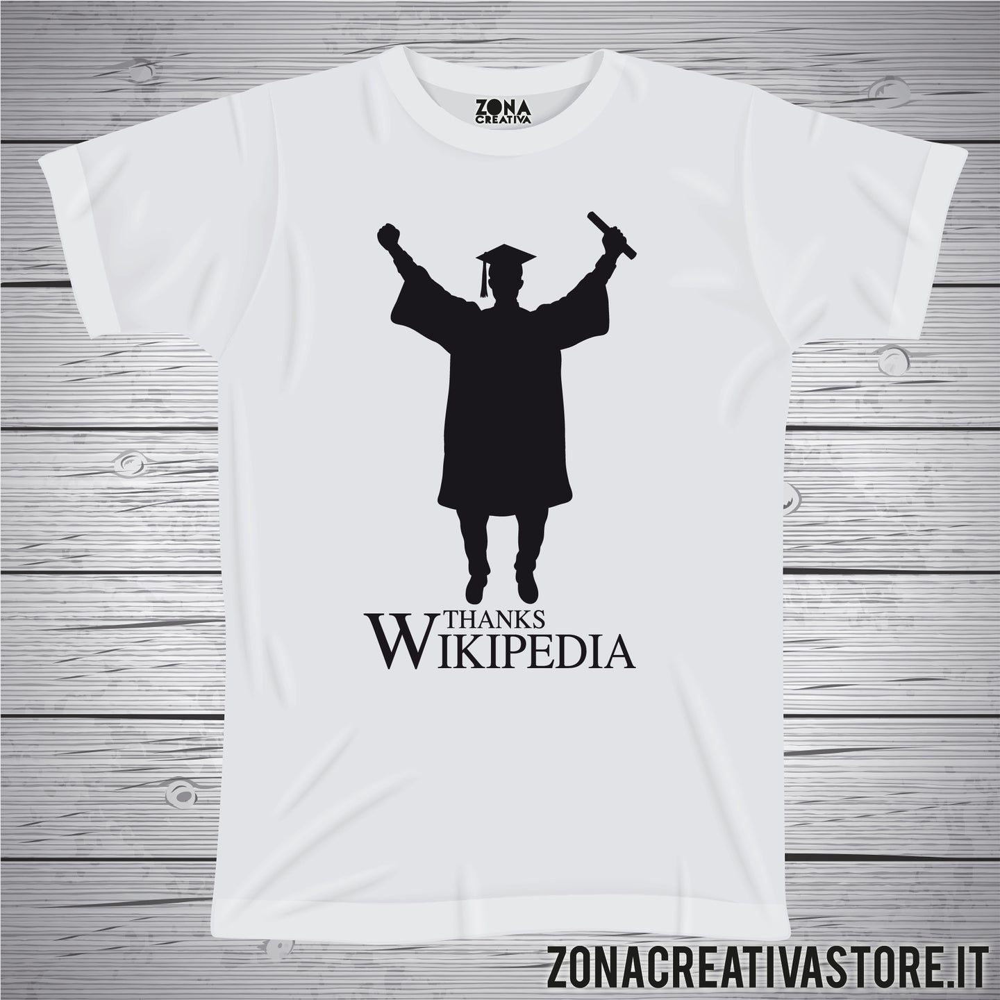 T-shirt per laurea THANKS WIKIPEDIA