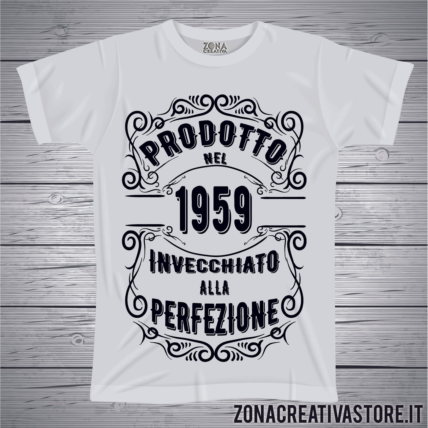 T-shirt per festa di compleanno PRODOTTO NEL 1959 INVECCHIATO ALLA PERFEZIONE