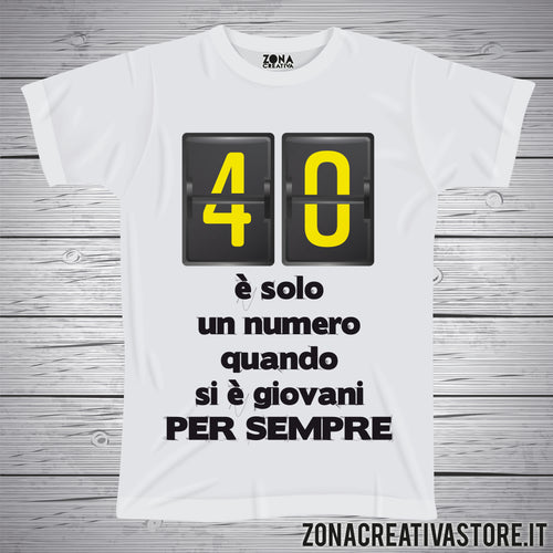 T-shirt per festa di compleanno 40 GIOVANI PER SEMPRE
