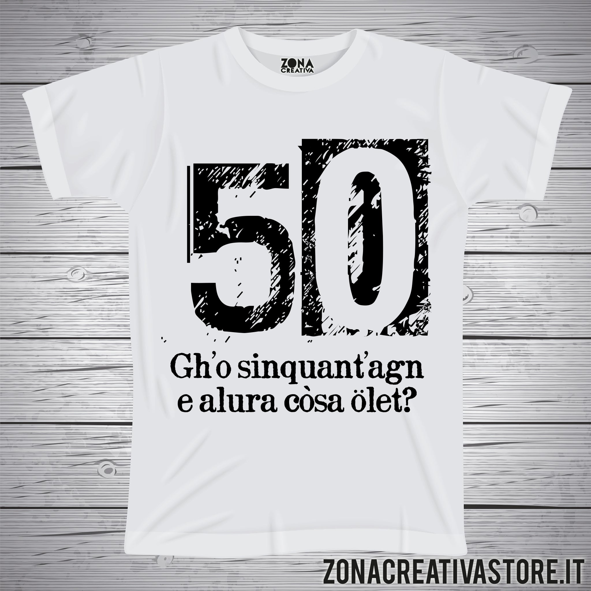 T-shirt per festa di compleanno 50 ANNI BERGAMASCO – zonacreativastore