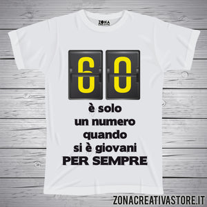 T-shirt per festa di compleanno 60 GIOVANI PER SEMPRE