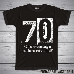 T-shirt per festa di compleanno 70 ANNI BERGAMASCO