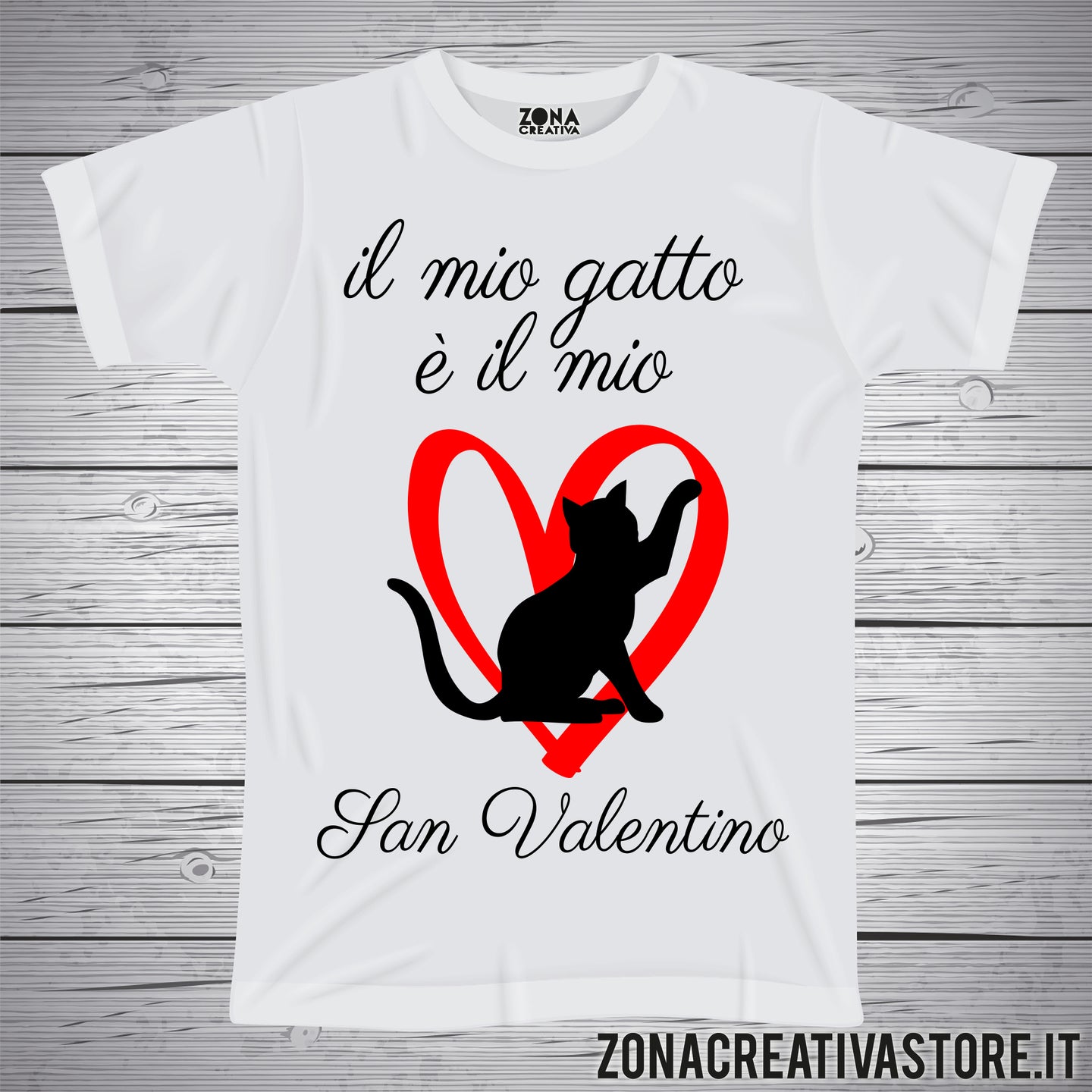 T-shirt love e amore IL MIO GATTO E' IL MIO SAN VALENTINO