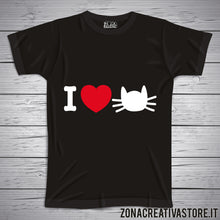 Carica l&#39;immagine nel visualizzatore di Gallery, T-shirt love e amore I LOVE CAT