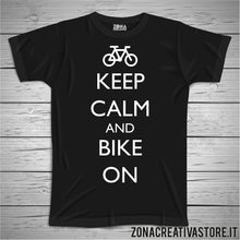 Carica l&#39;immagine nel visualizzatore di Gallery, T-shirt KEEP CALM AND BIKE ON
