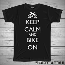 Carica l&#39;immagine nel visualizzatore di Gallery, T-shirt KEEP CALM AND BIKE ON