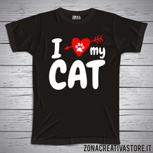 Carica l&#39;immagine nel visualizzatore di Gallery, T-shirt I LOVE MY CAT