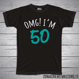 T-shirt per festa di compleanno OMG 50