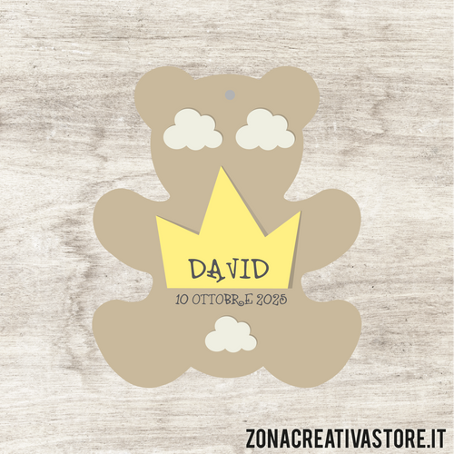 TAG A FORMA DI BODY ORSETTO PER BATTESIMO DISPONIBILI IN 3 COLORI: ROSA, AZZURRO E AVORIO - MISURA H. 4,5x3,7 CM. Cod. BA014