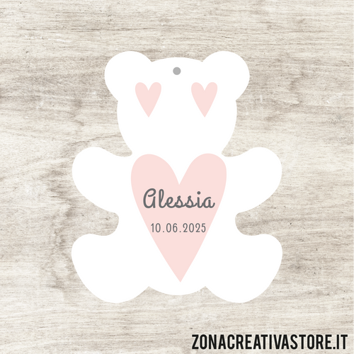 TAG A FORMA DI BODY ORSETTO PER BATTESIMO DISPONIBILI IN 3 COLORI: ROSA, AZZURRO E AVORIO - MISURA H. 4,5x3,7 CM. Cod. BA006