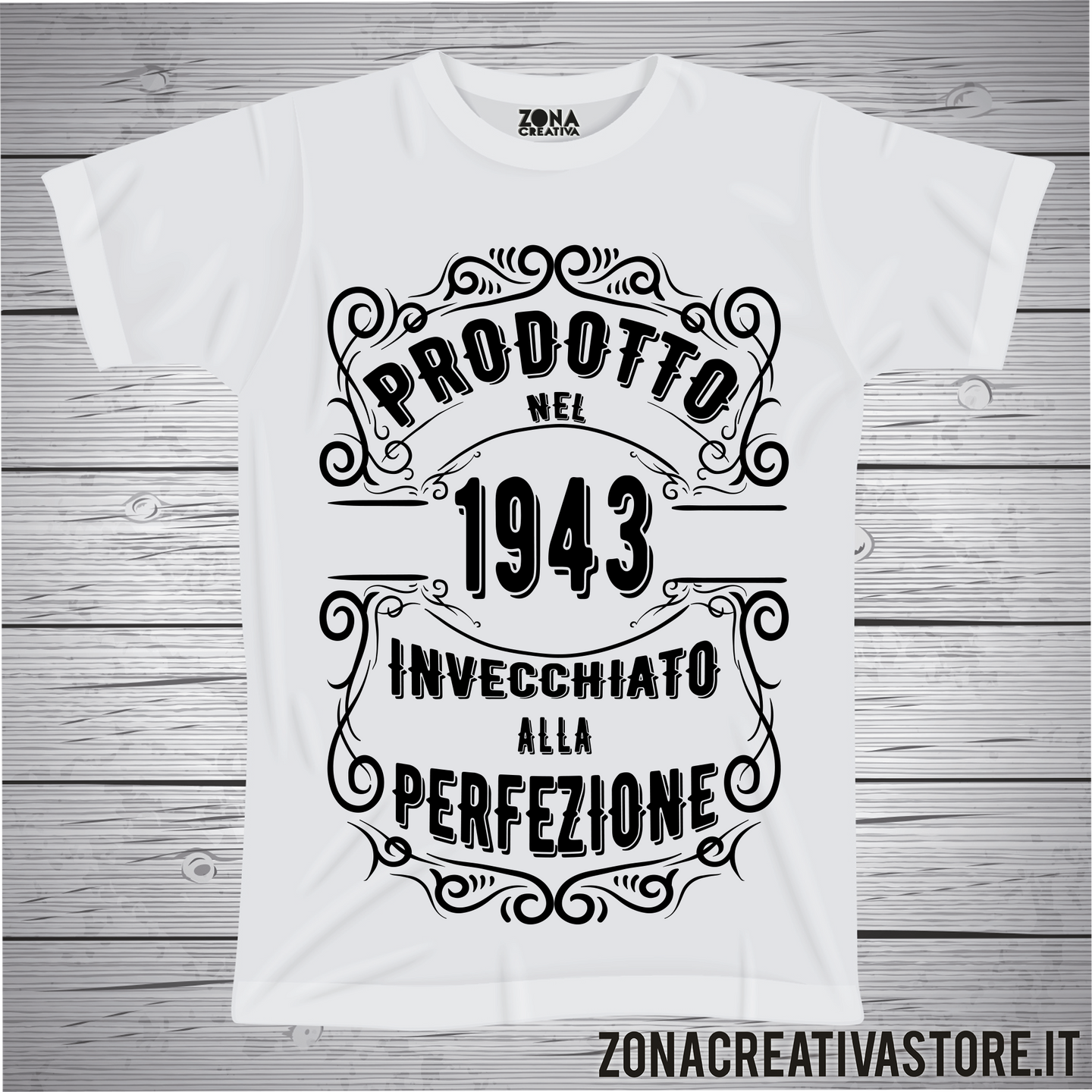 T-shirt per festa di compleanno PRODOTTO NEL 1943 INVECCHIATO ALLA PERFEZIONE