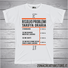 Carica l&#39;immagine nel visualizzatore di Gallery, T-shirt RISOLVO PROBLEMI TARIFFA ORARIA