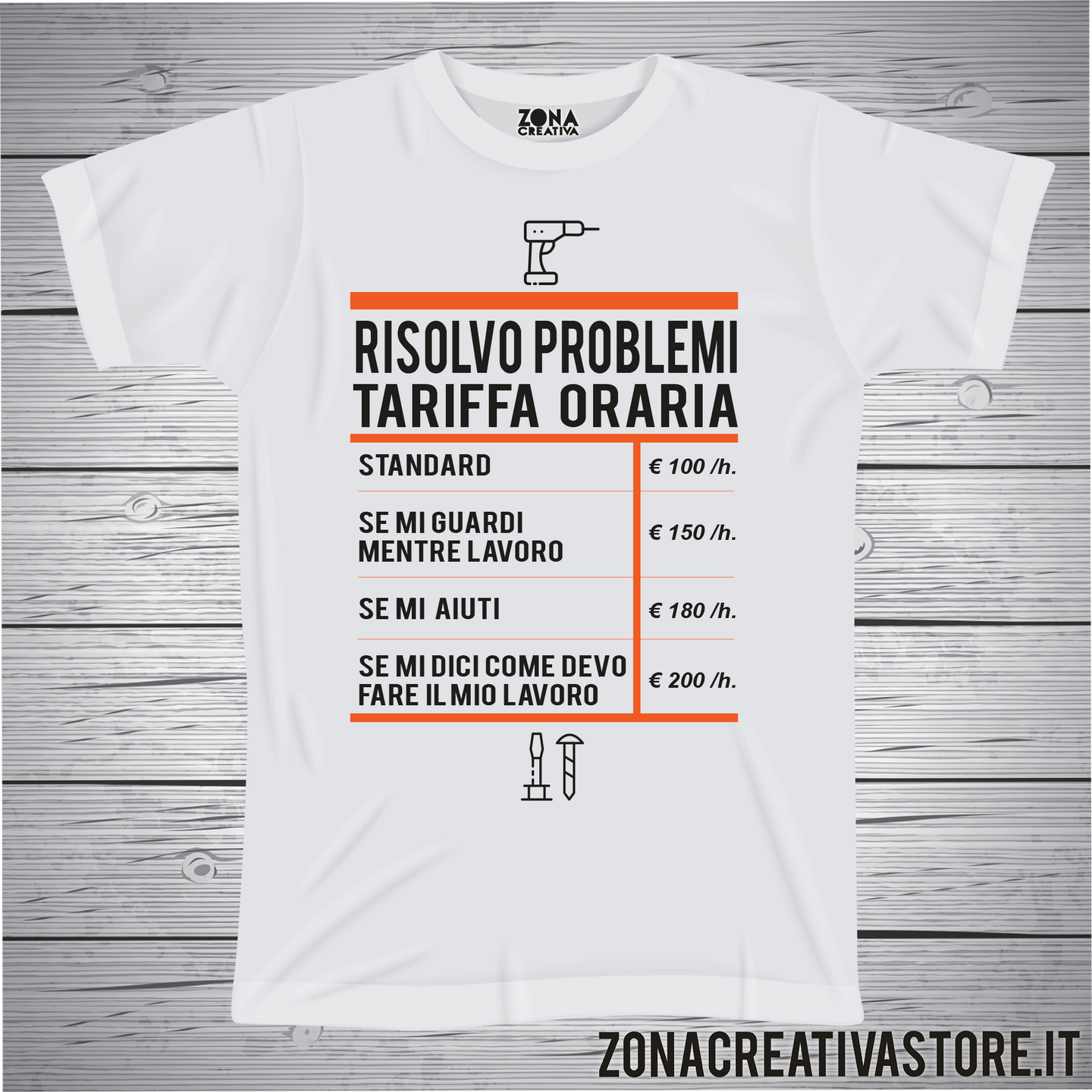 T-shirt RISOLVO PROBLEMI TARIFFA ORARIA