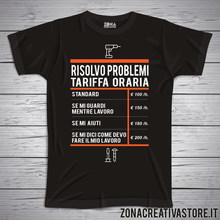 Carica l&#39;immagine nel visualizzatore di Gallery, T-shirt RISOLVO PROBLEMI TARIFFA ORARIA