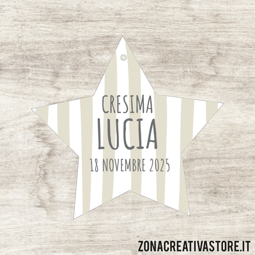 TAG IN CARTONCINO A FORMA DI STELLA PER CRESIMA DISPONIBILI IN 3 COLORI DIVERSI - MISURA H, 4,6 x 4,8 CM. Cod. CR003