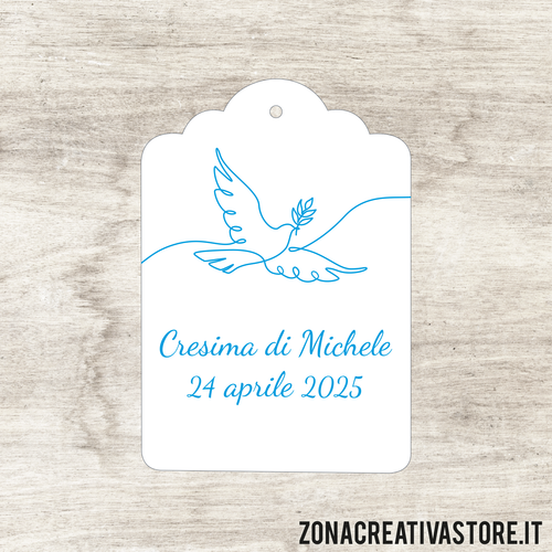 TAG A FORMA DI TAG CLASSICO PER CRESIMA DISPONIBILI IN 3 COLORI DIVERSI - MISURA H. 4,3x3 CM. Cod. CR002