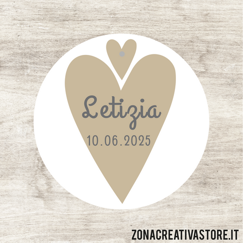 TAG A FORMA TONDA PER BATTESIMO DISPONIBILI IN 3 COLORI: ROSA, AZZURRO E AVORIO - MISURA DIAM. 5,1 CM. Cod. BA006