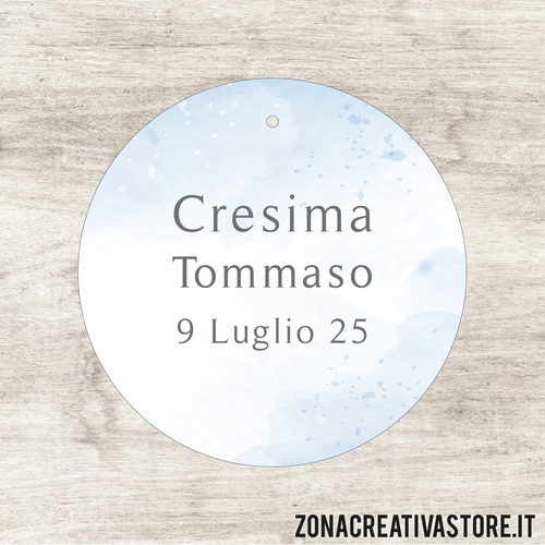 TAG IN CARTONCINO A FORMA TONDO PER CRESIMA DISPONIBILI IN 3 COLORI DIVERSI - MISURA DIAM. 5,2 CM. Cod. CR001